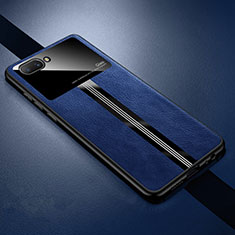 Soft Silicone Gel Leather Snap On Case Cover S01 for Oppo A12e Blue