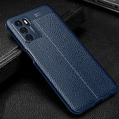 Soft Silicone Gel Leather Snap On Case Cover S01 for Oppo A16 Blue