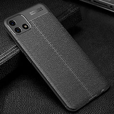 Soft Silicone Gel Leather Snap On Case Cover S01 for Oppo A16e Black