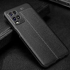Soft Silicone Gel Leather Snap On Case Cover S01 for Oppo A54 4G Black