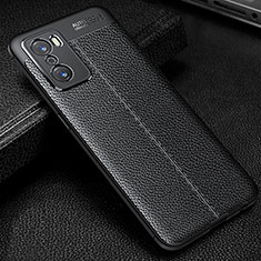Soft Silicone Gel Leather Snap On Case Cover S01 for Oppo A55S 5G Black