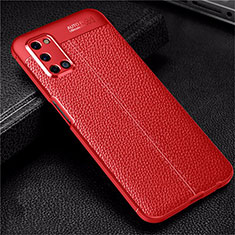 Soft Silicone Gel Leather Snap On Case Cover S01 for Oppo A72 Red
