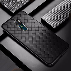 Soft Silicone Gel Leather Snap On Case Cover S01 for Oppo A9 Black