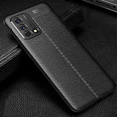 Soft Silicone Gel Leather Snap On Case Cover S01 for Oppo A95 4G Black