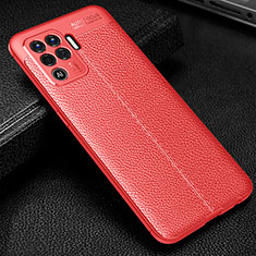Soft Silicone Gel Leather Snap On Case Cover S01 for Oppo F19 Pro Red