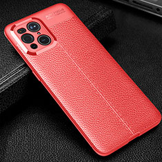 Soft Silicone Gel Leather Snap On Case Cover S01 for Oppo Find X3 5G Red