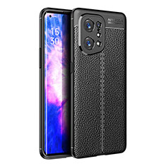 Soft Silicone Gel Leather Snap On Case Cover S01 for Oppo Find X5 5G Black