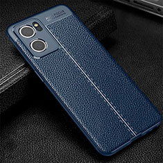 Soft Silicone Gel Leather Snap On Case Cover S01 for Oppo Find X5 Lite 5G Blue