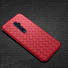 Soft Silicone Gel Leather Snap On Case Cover S01 for Oppo Reno 10X Zoom Red
