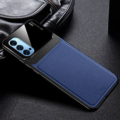 Soft Silicone Gel Leather Snap On Case Cover S01 for Oppo Reno4 5G Blue