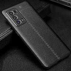 Soft Silicone Gel Leather Snap On Case Cover S01 for Oppo Reno6 Pro 5G Black