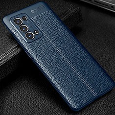 Soft Silicone Gel Leather Snap On Case Cover S01 for Oppo Reno6 Pro 5G Blue