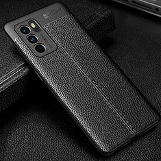 Soft Silicone Gel Leather Snap On Case Cover S01 for Oppo Reno6 Pro 5G India Black