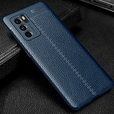 Soft Silicone Gel Leather Snap On Case Cover S01 for Oppo Reno6 Pro 5G India Blue