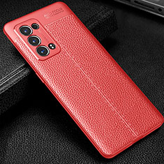 Soft Silicone Gel Leather Snap On Case Cover S01 for Oppo Reno6 Pro 5G Red