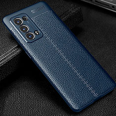 Soft Silicone Gel Leather Snap On Case Cover S01 for Oppo Reno6 Pro+ Plus 5G Blue