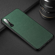 Soft Silicone Gel Leather Snap On Case Cover S01 for Realme X2 Green