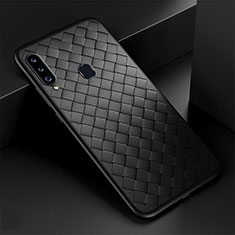 Soft Silicone Gel Leather Snap On Case Cover S01 for Samsung Galaxy A20s Black