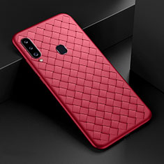Soft Silicone Gel Leather Snap On Case Cover S01 for Samsung Galaxy A20s Red