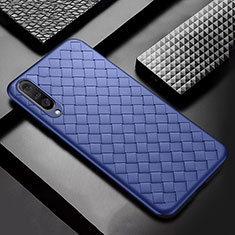Soft Silicone Gel Leather Snap On Case Cover S01 for Samsung Galaxy A50S Blue