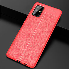Soft Silicone Gel Leather Snap On Case Cover S01 for Samsung Galaxy A71 4G A715 Red