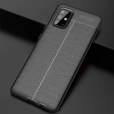 Soft Silicone Gel Leather Snap On Case Cover S01 for Samsung Galaxy A71 5G Black