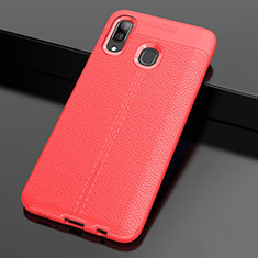 Soft Silicone Gel Leather Snap On Case Cover S01 for Samsung Galaxy M10S Red