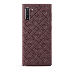 Soft Silicone Gel Leather Snap On Case Cover S01 for Samsung Galaxy Note 10 5G Brown