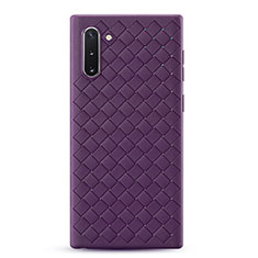 Soft Silicone Gel Leather Snap On Case Cover S01 for Samsung Galaxy Note 10 Purple