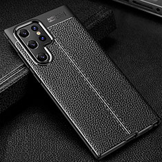 Soft Silicone Gel Leather Snap On Case Cover S01 for Samsung Galaxy S21 Ultra 5G Black