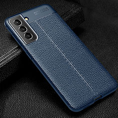 Soft Silicone Gel Leather Snap On Case Cover S01 for Samsung Galaxy S25 Plus 5G Blue