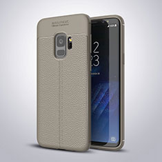 Soft Silicone Gel Leather Snap On Case Cover S01 for Samsung Galaxy S9 Gray