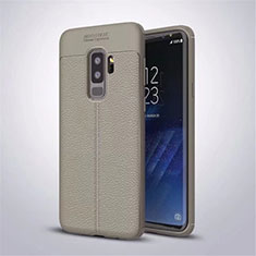 Soft Silicone Gel Leather Snap On Case Cover S01 for Samsung Galaxy S9 Plus Gray