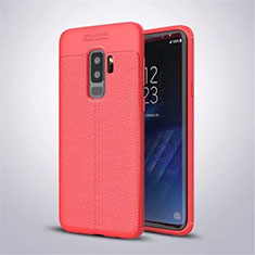 Soft Silicone Gel Leather Snap On Case Cover S01 for Samsung Galaxy S9 Plus Red