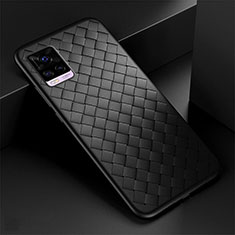 Soft Silicone Gel Leather Snap On Case Cover S01 for Vivo V20 Pro 5G Black