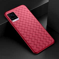 Soft Silicone Gel Leather Snap On Case Cover S01 for Vivo V20 Pro 5G Red