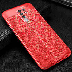 Soft Silicone Gel Leather Snap On Case Cover S01 for Xiaomi Redmi 9 Prime India Red