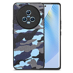 Soft Silicone Gel Leather Snap On Case Cover S01D for Huawei Honor Magic5 5G Blue