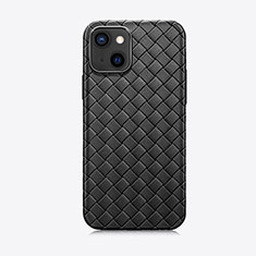 Soft Silicone Gel Leather Snap On Case Cover S02 for Apple iPhone 13 Black