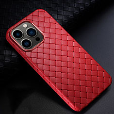 Soft Silicone Gel Leather Snap On Case Cover S02 for Apple iPhone 13 Pro Max Red