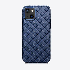 Soft Silicone Gel Leather Snap On Case Cover S02 for Apple iPhone 14 Plus Blue