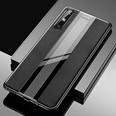 Soft Silicone Gel Leather Snap On Case Cover S02 for Huawei Enjoy 10e Black