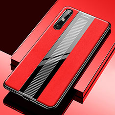 Soft Silicone Gel Leather Snap On Case Cover S02 for Huawei Enjoy 10e Red