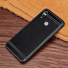 Soft Silicone Gel Leather Snap On Case Cover S02 for Huawei Honor 10 Lite Black