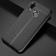 Soft Silicone Gel Leather Snap On Case Cover S02 for Huawei Nova 3e Black