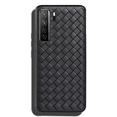 Soft Silicone Gel Leather Snap On Case Cover S02 for Huawei Nova 7 SE 5G Black