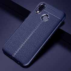Soft Silicone Gel Leather Snap On Case Cover S02 for Huawei P20 Lite Blue