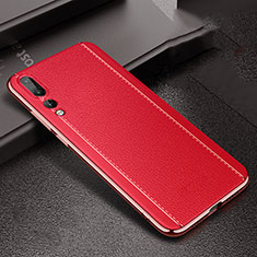 Soft Silicone Gel Leather Snap On Case Cover S02 for Huawei P20 Pro Red