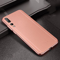 Soft Silicone Gel Leather Snap On Case Cover S02 for Huawei P20 Pro Rose Gold