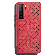 Soft Silicone Gel Leather Snap On Case Cover S02 for Huawei P40 Lite 5G Red
